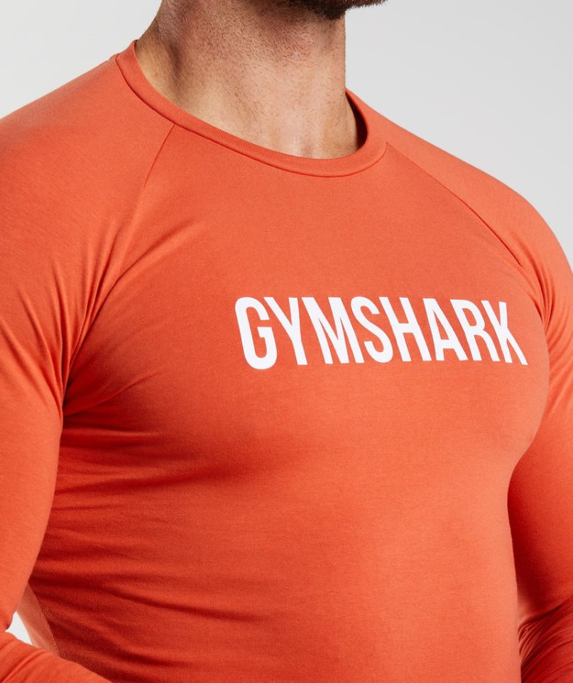 Koszulki Gymshark Apollo Long Sleeve Męskie Pomarańczowe | PL 671YQC